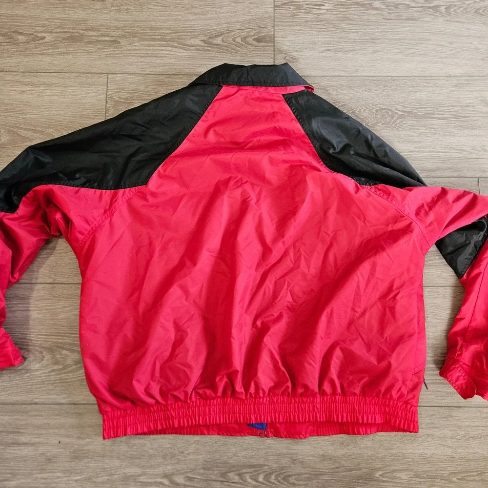 Vintage Columbia‎ Mens XL Windbreaker Jacket Red Black Full Zip Colorblock 90s